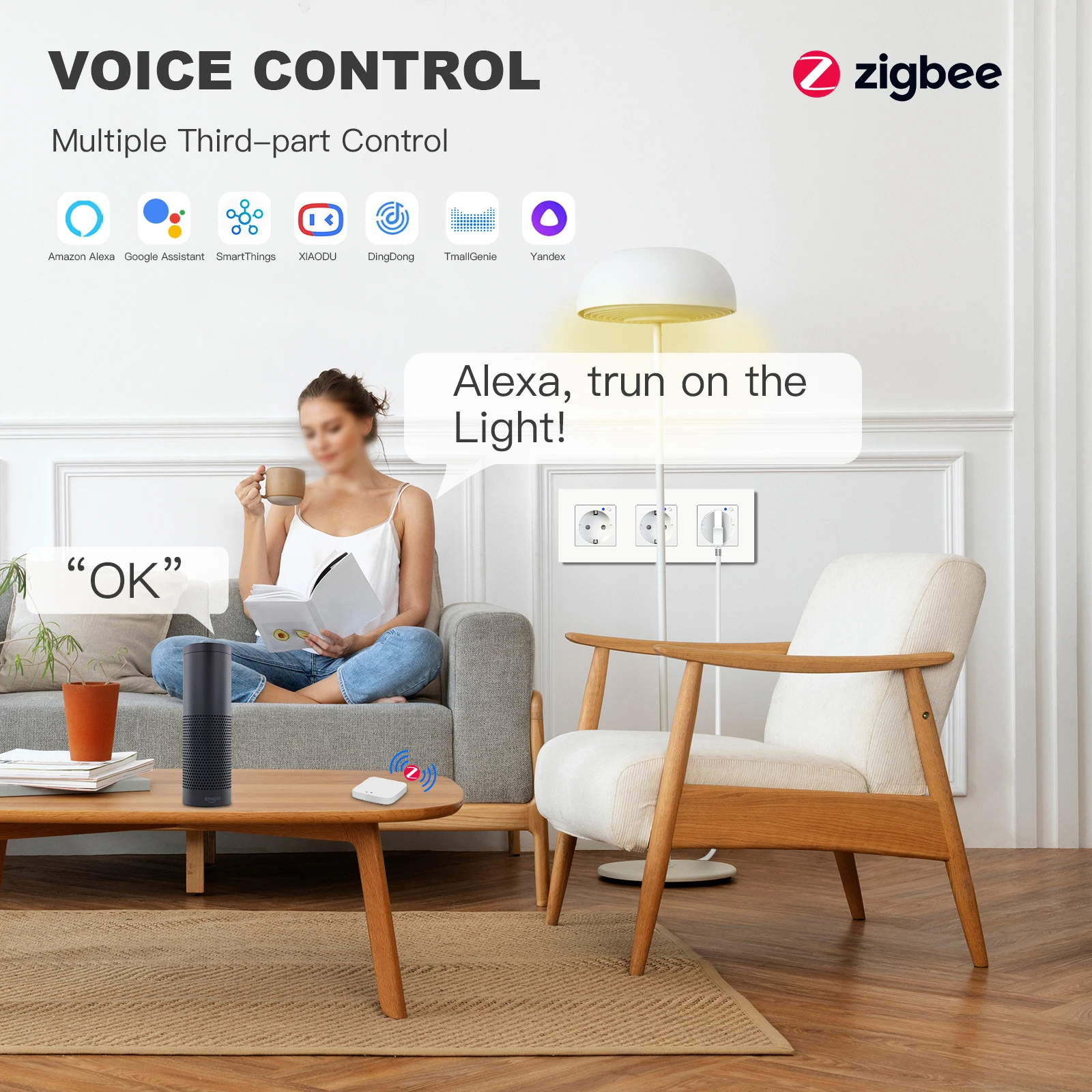 BSEED Одиночные настенные розетки ZigBee Монитор энергии Двойные розетки Smart Meter Приложение Google Smart Life Alexa Тройные розетки Пластик европейского стандарта