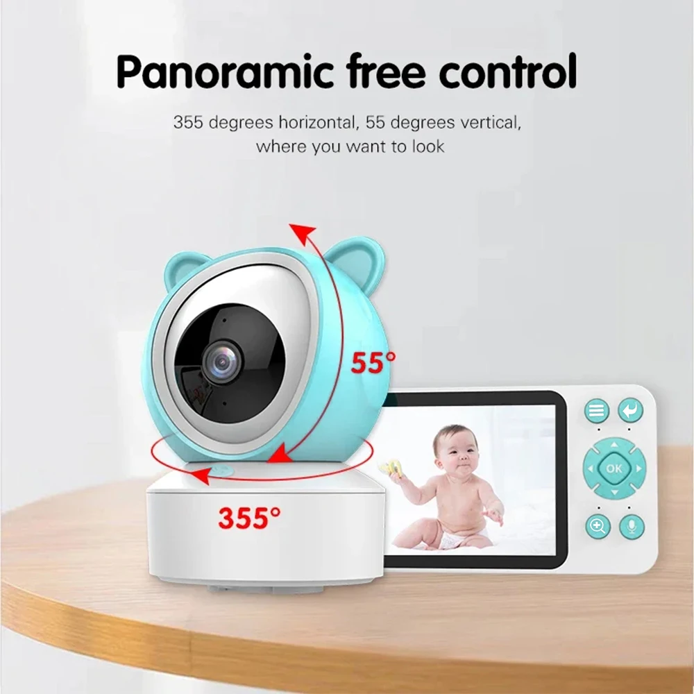 5 "Tuya Smart WiFi recordatorio de alimentación temperatura movimiento detección de sonido APP Ver Control Audio Video bebé monitores cámara 1080P