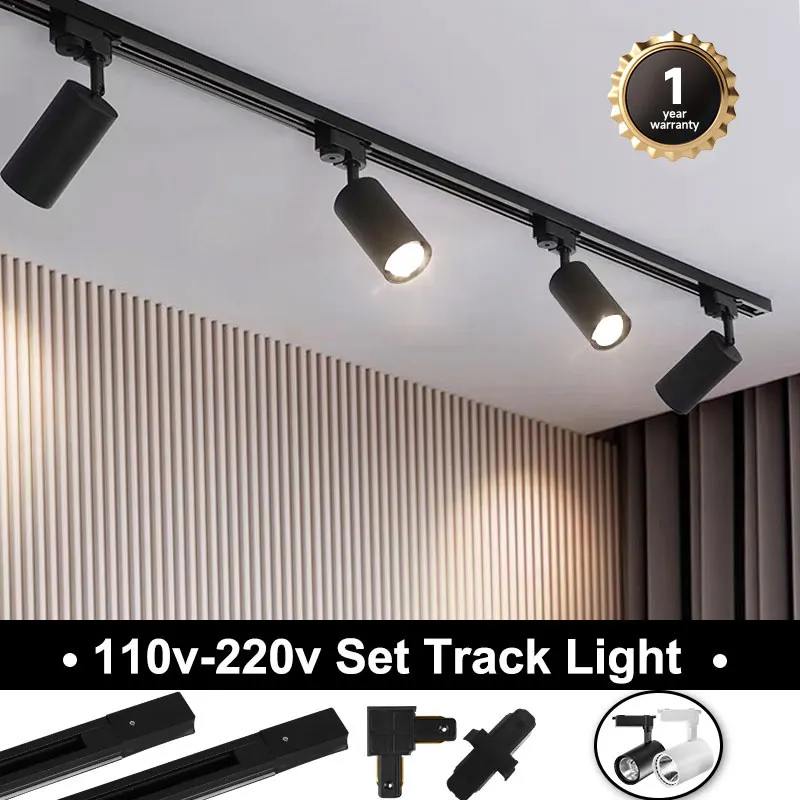 110v 220v Set LED Track Light COB Track Lamp Spot Lighting 12/20/30/40W Ceil Spotlight Rail For Home Store Decor Indoor Fixture
