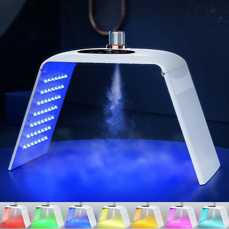 新しい折りたたみ LED マスク 7 色 PDT コールドナノ水サプリメントスプレー分光計美容ツールフェイシャルマスクマシンサロン家庭用