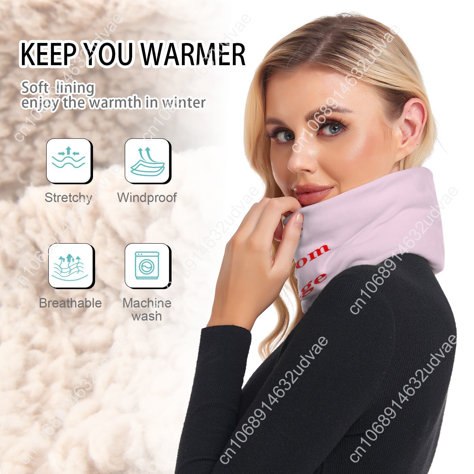 2025 Winter Scarf Knitted Ring Neck Wraps Custom image Women Bandana Warm Solid Collar Unisex Men Face Scarves Infinite Cashmere
