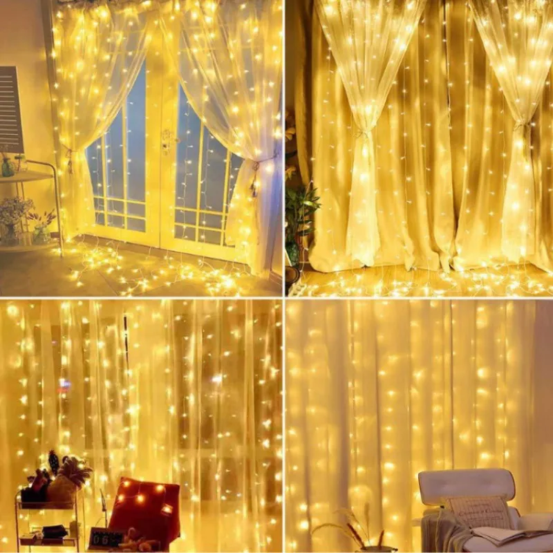 6/4/3M LED USB/แบตเตอรี่ Curtain String ไฟ Fairy Christmas Garland ระยะไกลสําหรับปีใหม่ปาร์ตี้สวนตกแต่งบ้าน