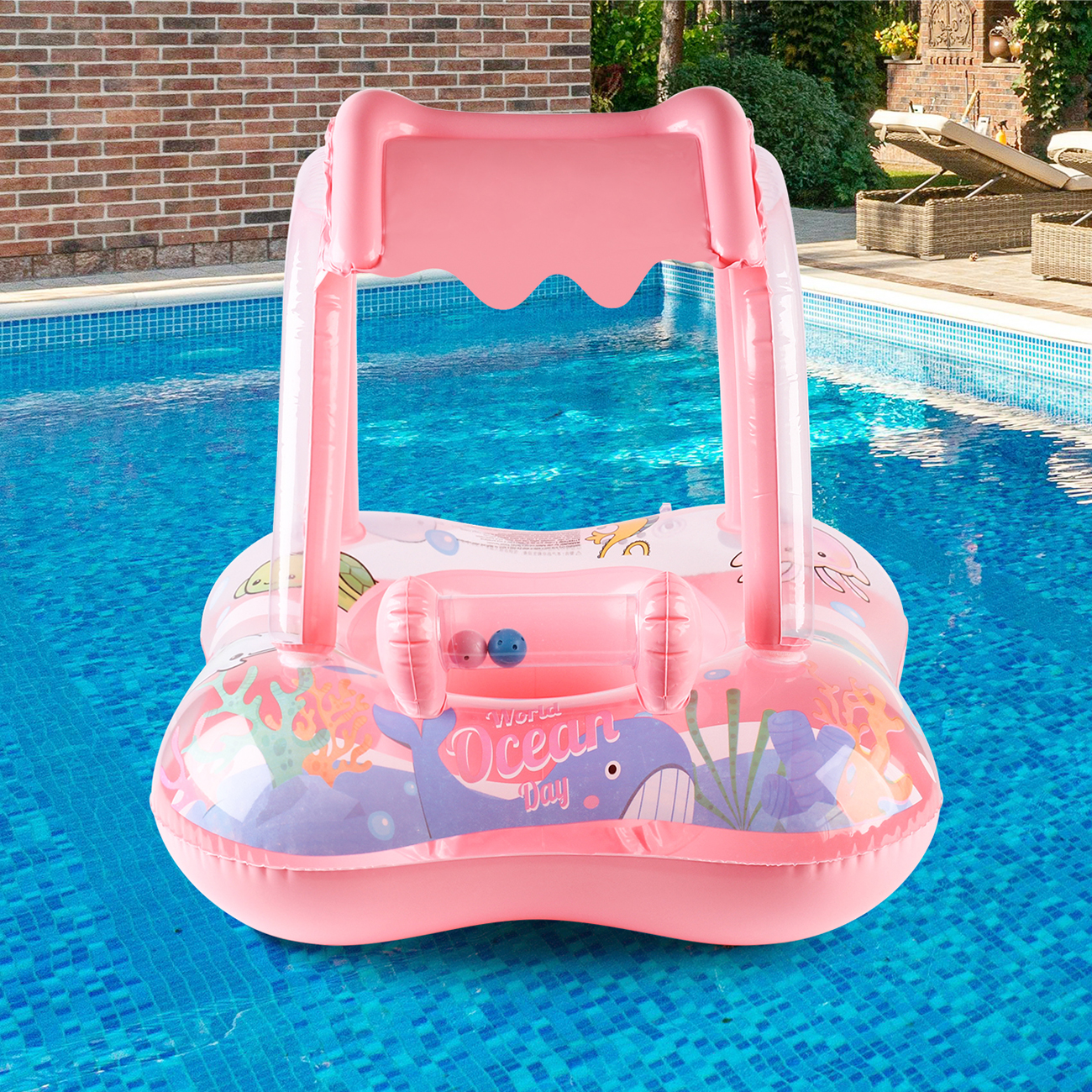 1 st Zwembad drijft met luifel voor Kinderen, Peuter Baby Zwembad Float voor Baby, Zwemmen Ring Floaties voor Zwembad, Strand Speelgoed voor Party