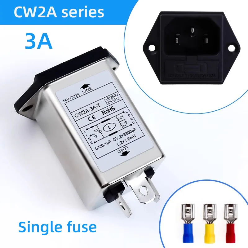 Filtro EMI de seguro simple/doble CW2A-3/6/10A-T enchufe EMI filtro de potencia purificador de energía de Audio vehículo antiinterferencias