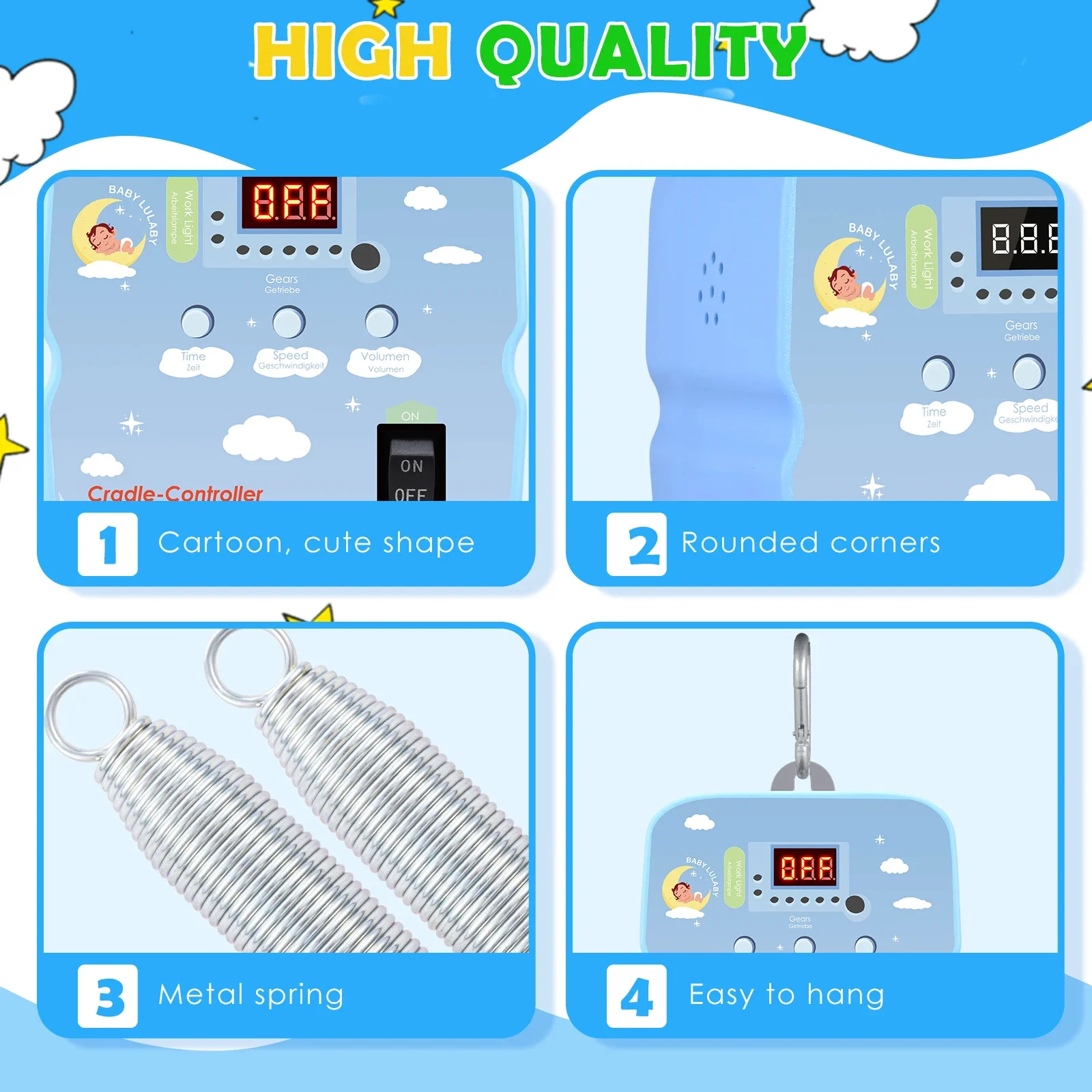 Electric Baby Swing Controller With 2PCS Spring And Remote Control, Motor Spring Cradle With Adjustable Timer, Up To 20kg Swing
