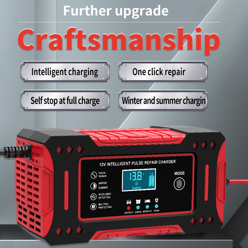 6A 12V intelligente auto-acculader Auto- en motorfietsaccu-oplaadeenheid Loodzuuraccu Reparatie LCD-scherm
