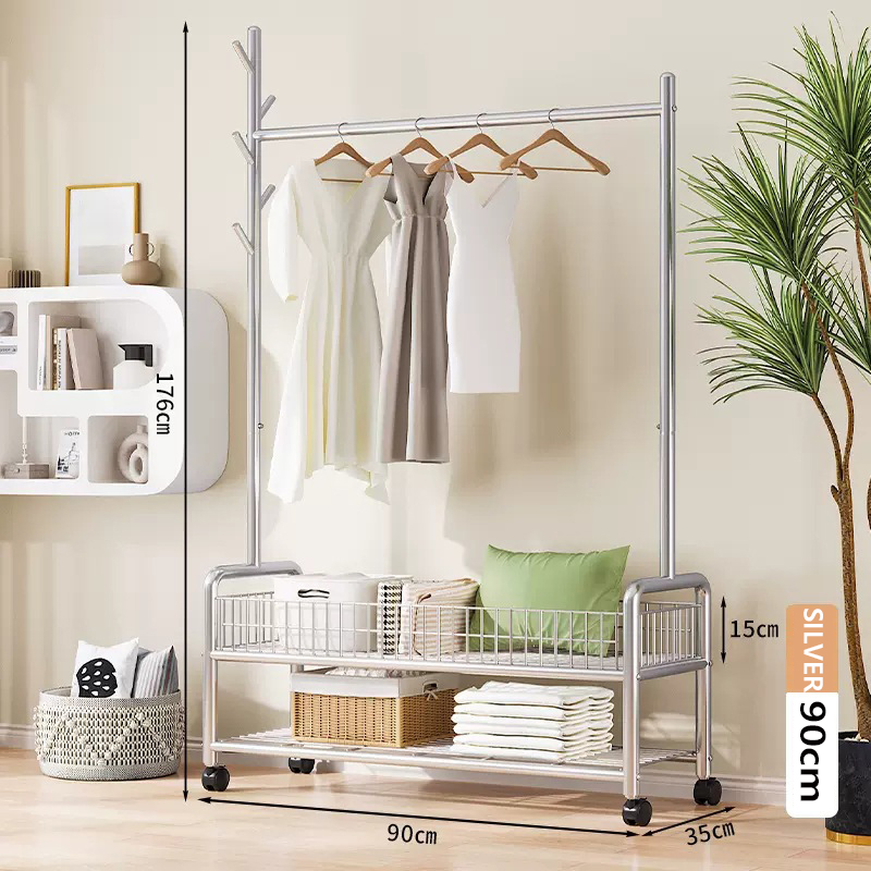 이동식 옷 랙 바닥 옷걸이 스탠드 보관 옷장 모자 스탠드 보관 상자 침실 가구 perchero de Pie Coat Rack