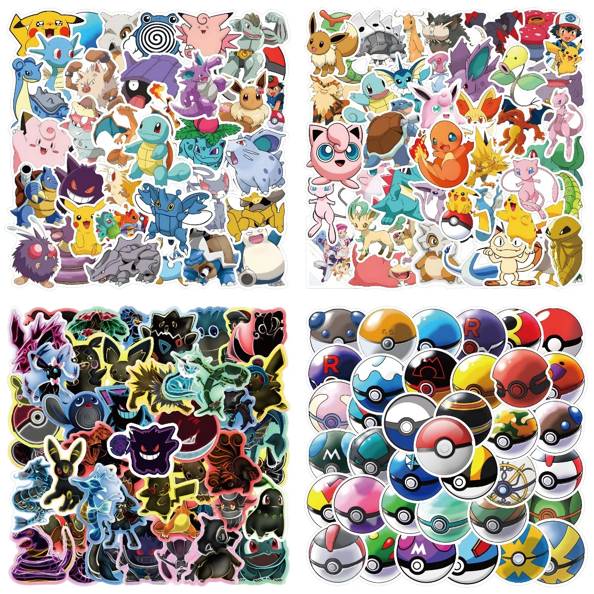 Pokémon Pikachu สติ๊กเกอร์ Charmander สำหรับตกแต่งสเก็ตบอร์ดโทรศัพท์มือถือถ้วยน้ำลายการ์ตูน
