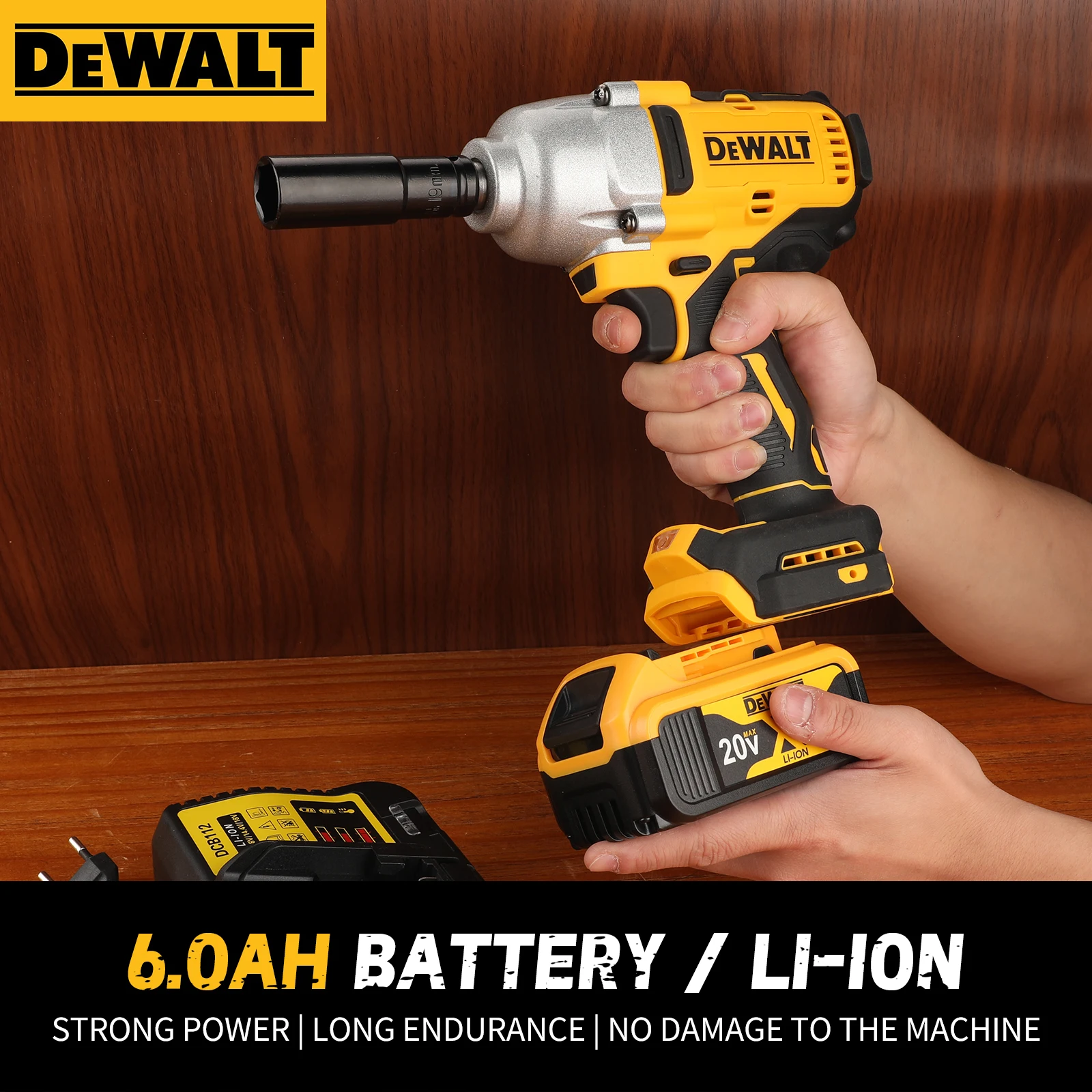 Llave de impacto sin escobillas Dewalt DCF900: 20 V, par de 850 N · m, batería de 6,0 Ah, multivelocidad, para cambio de neumáticos y trabajos de servicio pesado