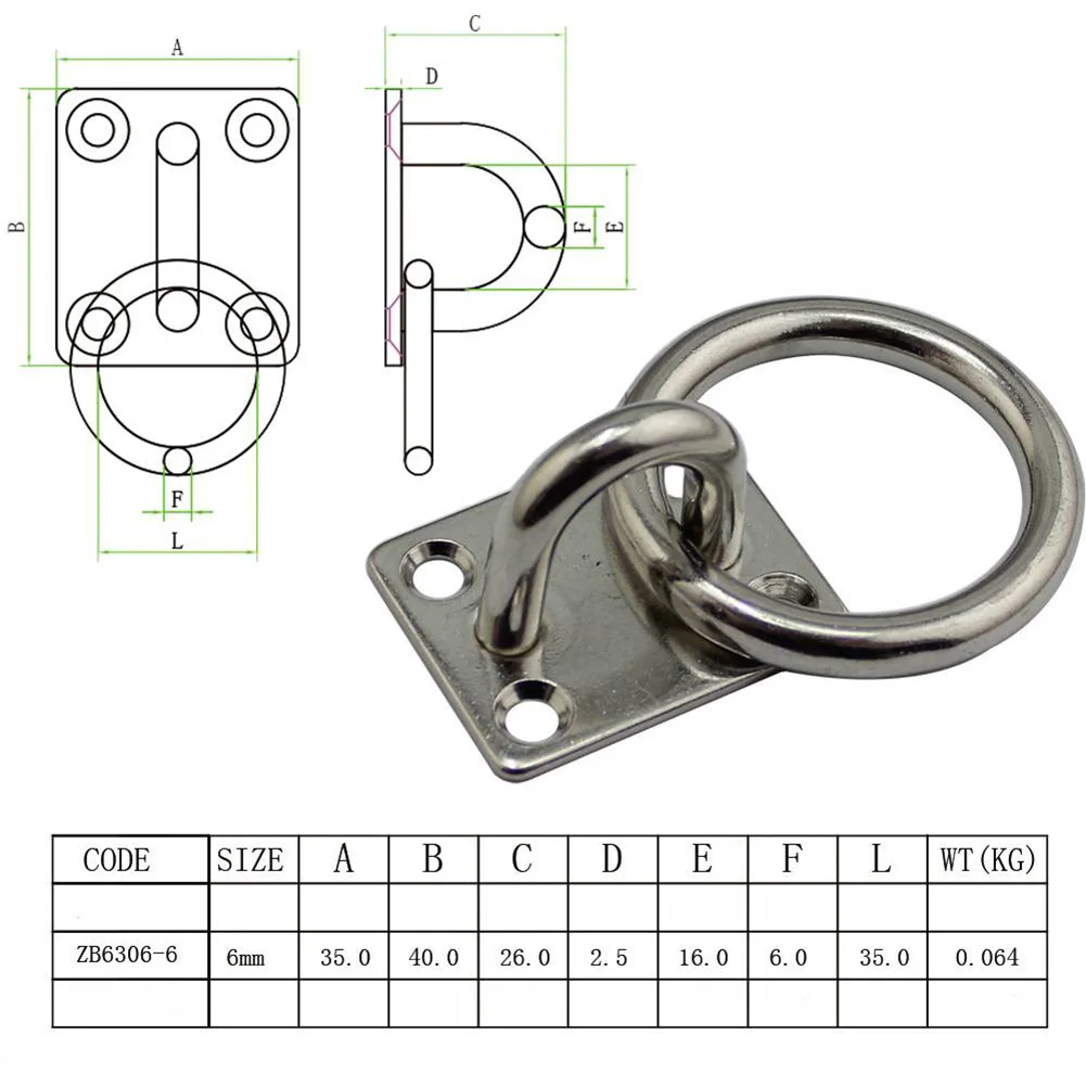 Edelstahl Universal mit Ring Marine Eye Plate Stabil Bester Rostschutz Bootskabinenzubehör