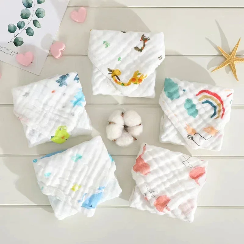 5 stks Baby Gezicht Handdoek Zakdoek Baden Voeden Gezicht Washandje Veeg Spuugdoekje Veel Mousseline 6 Lagen Katoen Zachte Baby handdoeken