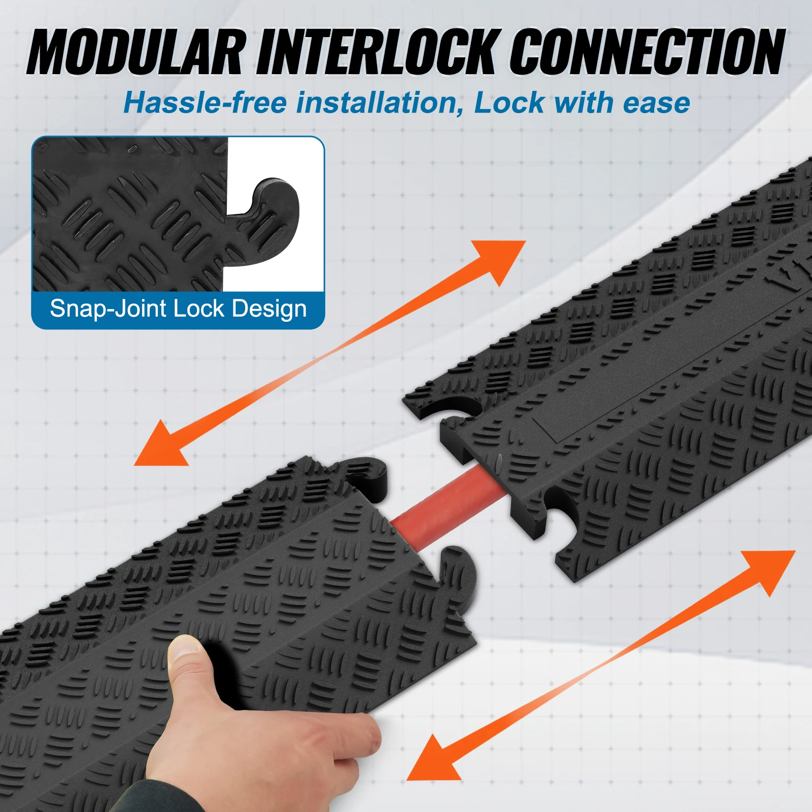 SucceBuy Drop Over Cable Cover Ramp 2.000 libras / eixo Capacidade de carga Rampa protetora de mangueira de cabo TPR resistente para uso interno e externo