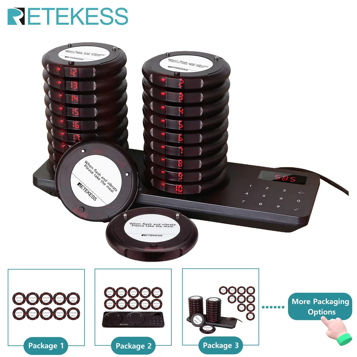 Retekess TD163 пейджеры для ресторана беспроводной  вызов Система  Вибратор каботажных зуммер приемник для кафе бара фуд корте Фуд трак Быстрое питание  беспроводная пейджинговая система клиентов Гость Очередь