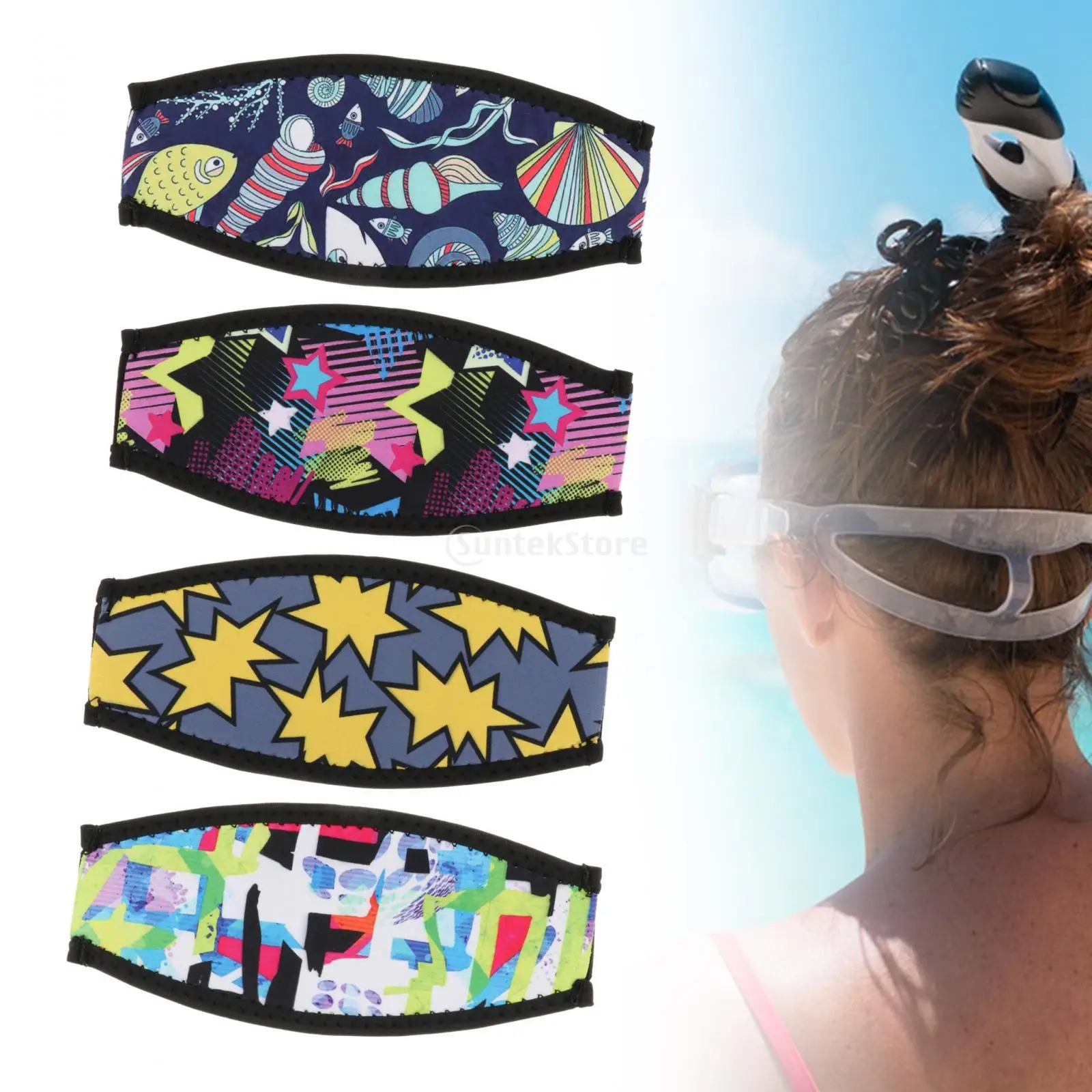 Neoprene Diving Strap Cover para homens e mulheres, alças de máscara, proteção para cabelos, mergulho, natação