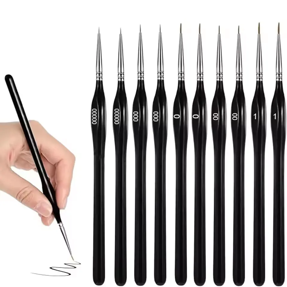 10 Stück feine Pinsel, 5 Größen Mikro-Detailpinsel, Acryl-Künstlerpinsel-Set, Malen nach Zahlen, Pinsel für Aquarell, Öl