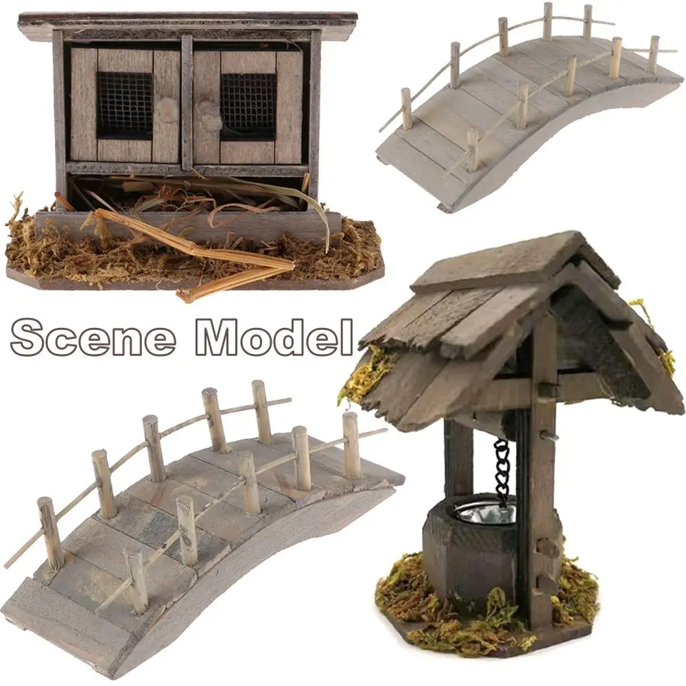 1:12 Scale Miniature เล้าไก่ MINI Arch สะพานฉากกลางแจ้งตุ๊กตาอุปกรณ์เสริมตุ๊กตาไม้ Arch Bridge