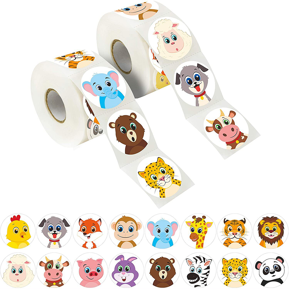 50-500 pçs dos desenhos animados animal adesivo crianças etiqueta obrigado adesivos bonito brinquedo jogo tag diy presente etiqueta de vedação decoração suprimentos