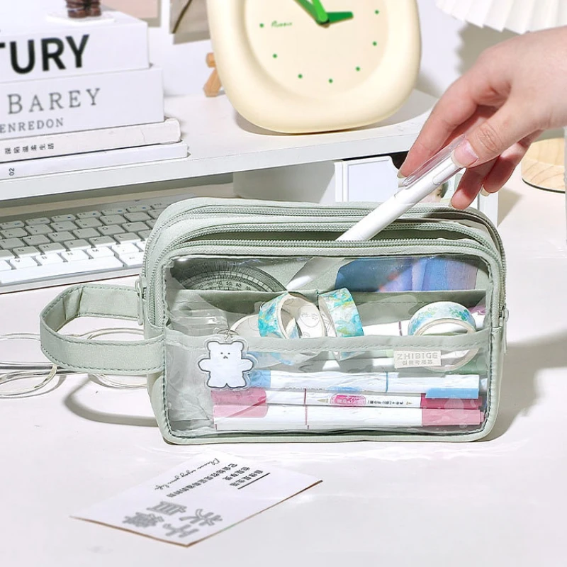 Transparente große Kapazität Bleistift Tasche ästhetische Schule Stift Fälle koreanischen Stil Schreibwaren halter Stift Fall Schüler Schul bedarf