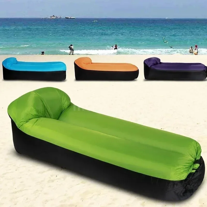 Sofá inflável portátil para praia e preguiçoso, Folding Air Sofa, Garden Sleeping Bag, Oxford Cloth Bed, Outdoor Camping Móveis, 190x70cm