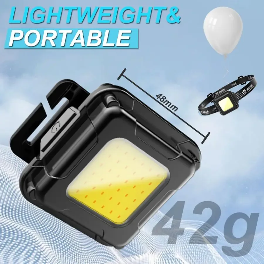 USB Rechargeable Headlamp High Lumens COB LED Headlight Multifunctional Super Bright Head Lamp Mini Head Flashlight