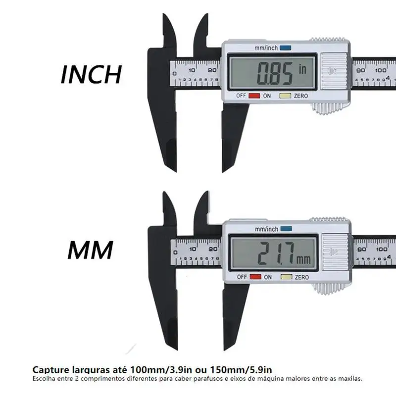 AIRAJ-calibrador Digital de plástico Vernier de 150MM, conversión de fracción métrica en pulgadas, herramienta de medición con pantalla LCD grande