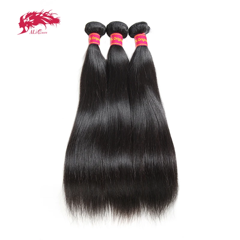 Ali rainha cabelo 3/4 pçs brasileiro cru virgem tecer pacotes de cabelo 8 "~ 34" cor natural cabelo reto não processado tecelagem de cabelo humano