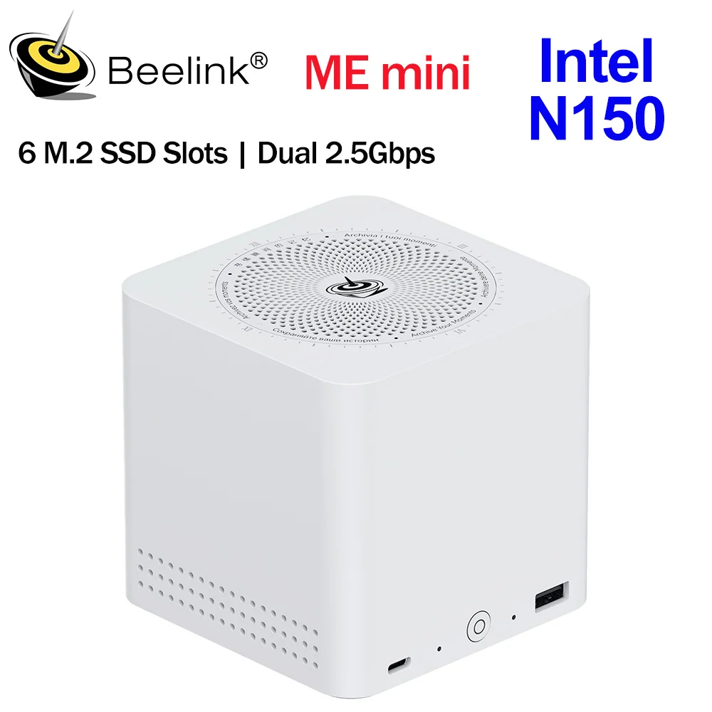 2025 Beelink ME Mini Intel Twin Lake N150 LPDDR5 4800 МГц 12 ГБ ОЗУ 2T SSD WiFi6 4K Dual Lan домашнее сетевое хранилище nas mini host