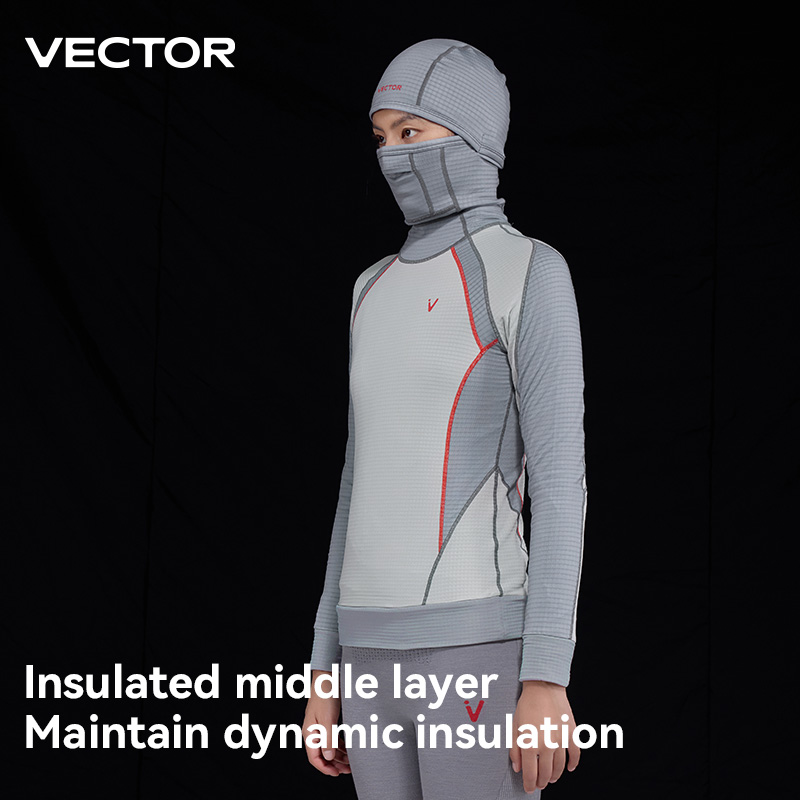 Vector novo estilo com capuz camada média velo roupa interior térmica com capuz máscara dupla placa de esqui masculino e feminino ultra macio inverno rápido