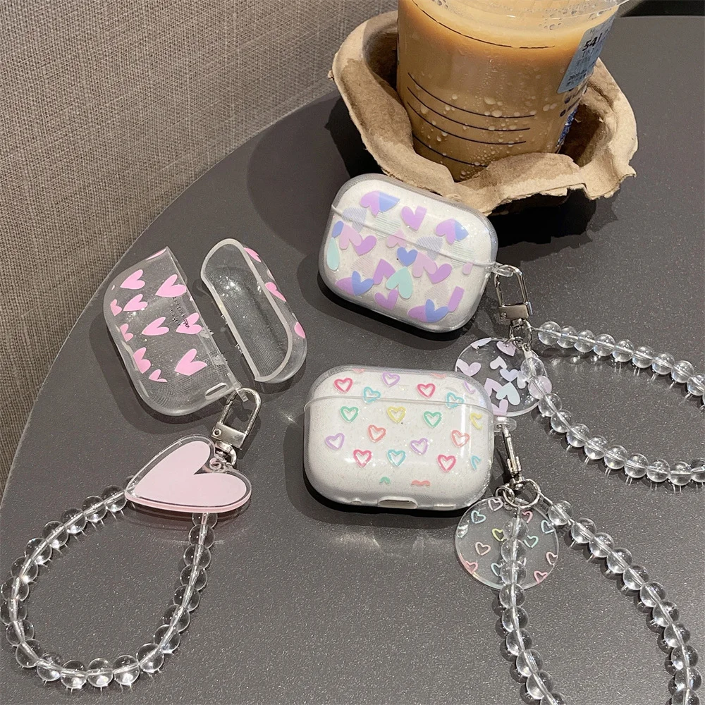 Funda brillante con purpurina de flores a la moda para AirPods 1, 2, 3, 4, funda de pulsera para auriculares inalámbricos con Bluetooth para Apple airpods Pro 2. ° Funda