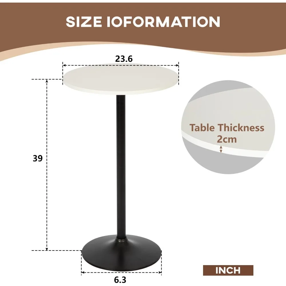 Bar Table 40 Inch Round Table Height Top Pub  Cocktail Table for Home, Kitchen and Dining Room