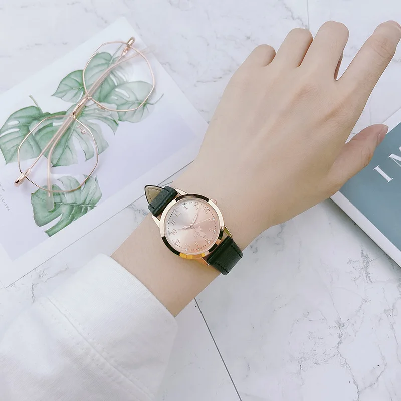Reloj UTHAI para niños, bonito gato, relojes impermeables para mujer, reloj versión coreana, reloj de pulsera de cuarzo para estudiantes de secundaria