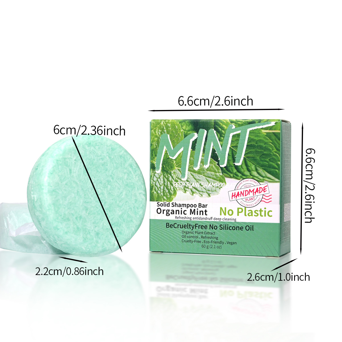Ice Cool Erfrischendes Minz-Shampoo mit ätherischen Ölen, Handseife, festes Shampoo-Stick, Bio-Pflanzenextrakt-Essenz, Haarpflege