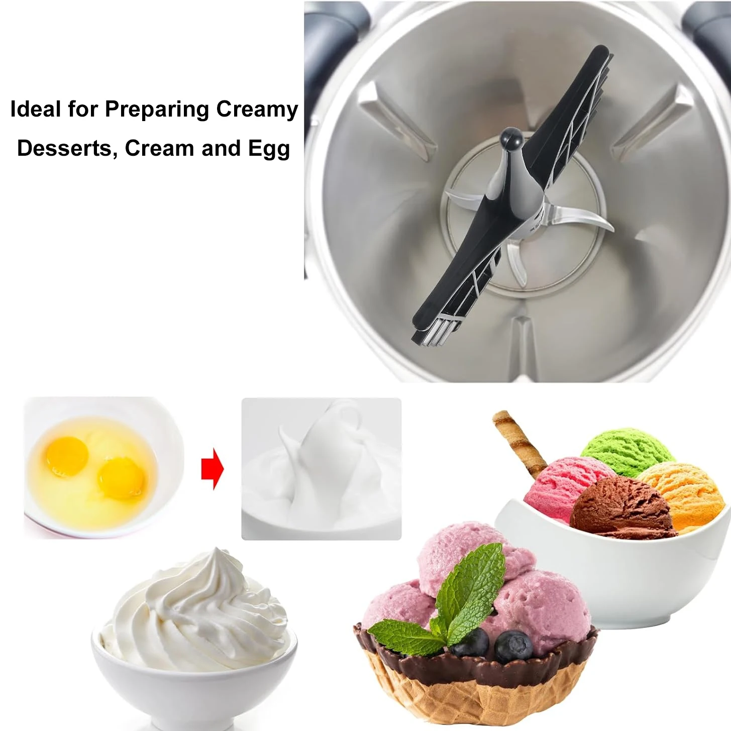 Whisk for Monsieur Cuisine Connect and Smart Butterfly Mixing for Preparing Creamy Desserts Cream Egg Whites