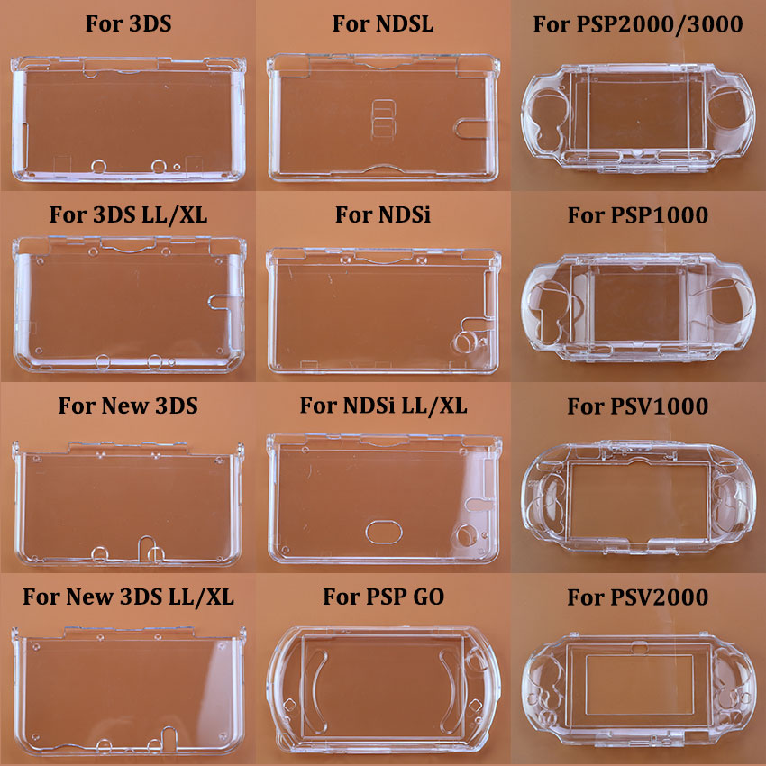 1 Uds. Funda rígida de plástico transparente para 3DS nuevo 3DS XL LL para NDS Lite NDSL NDSi XL LL para GBA SP PSP PSV 1000 2000