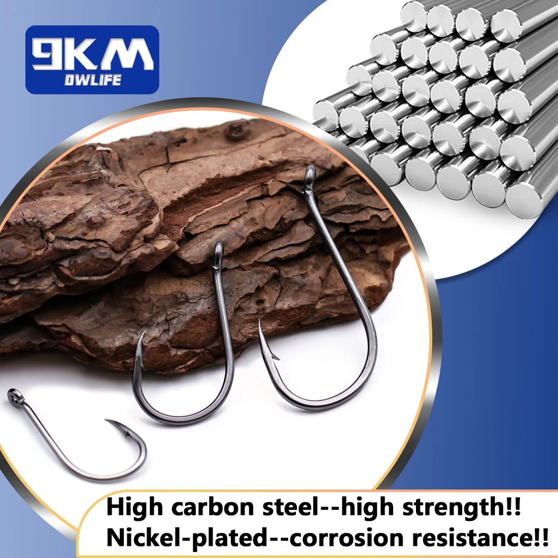 9KM Móc Câu Cá 50 ~ 100 Chiếc Bạch Tuộc Mỏ Móc Cá Chép Câu Cá Jigging Móc Thép Gai Đen Thép Carbon Cao Cấp băng Accessoories