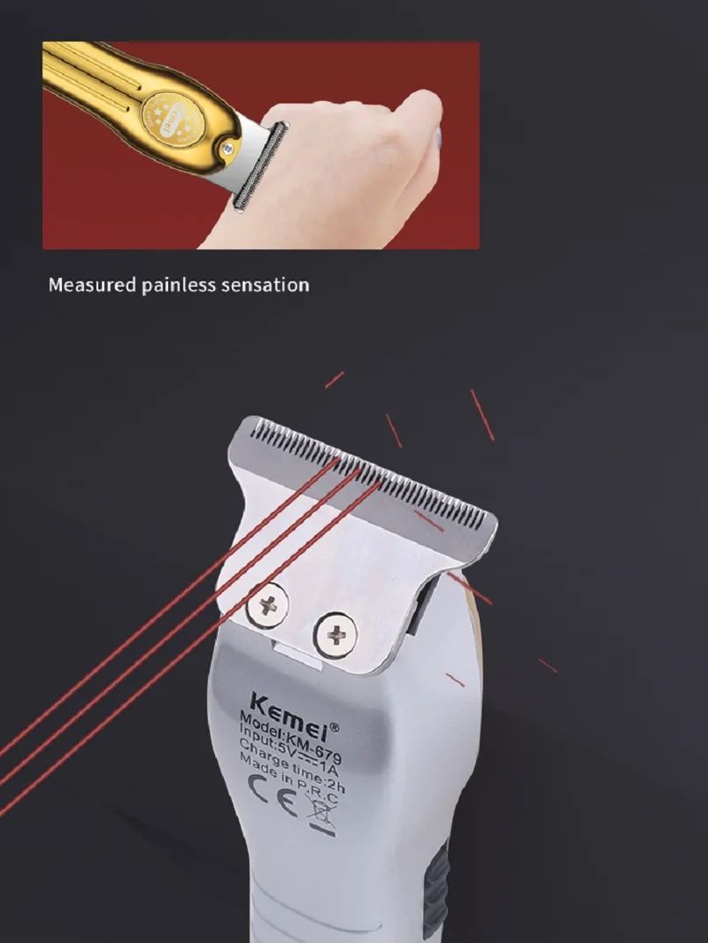 Hurtownia elektryczna złoty kolor srebrny maszynka do włosów Kemei Km-679 USB ładowanie Mini LCD Light Carving nożyczki maszynka do strzyżenia włosów