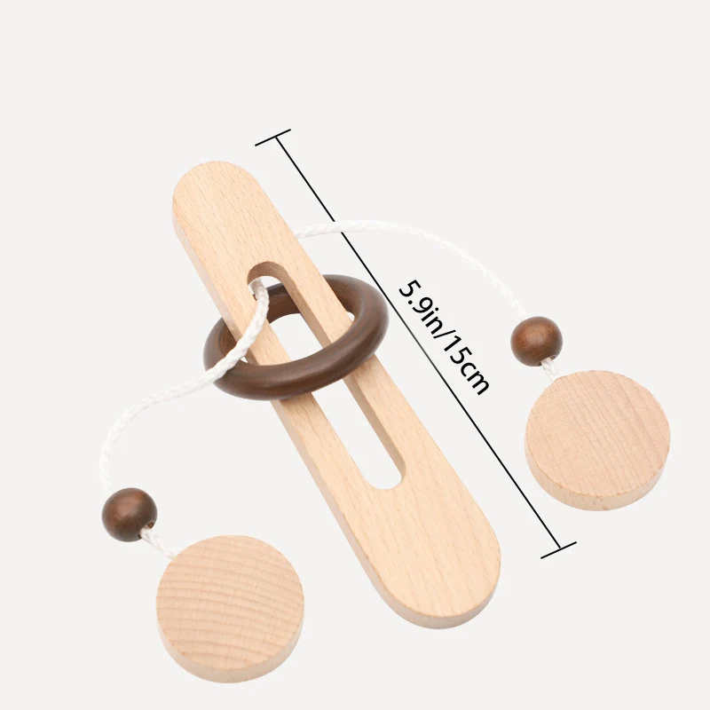 Wooden Ring Unlocking Game,Magic Ring Escape Classic Puzzle Toy, Kongming Lock Luban Lock Intelligence Toy
