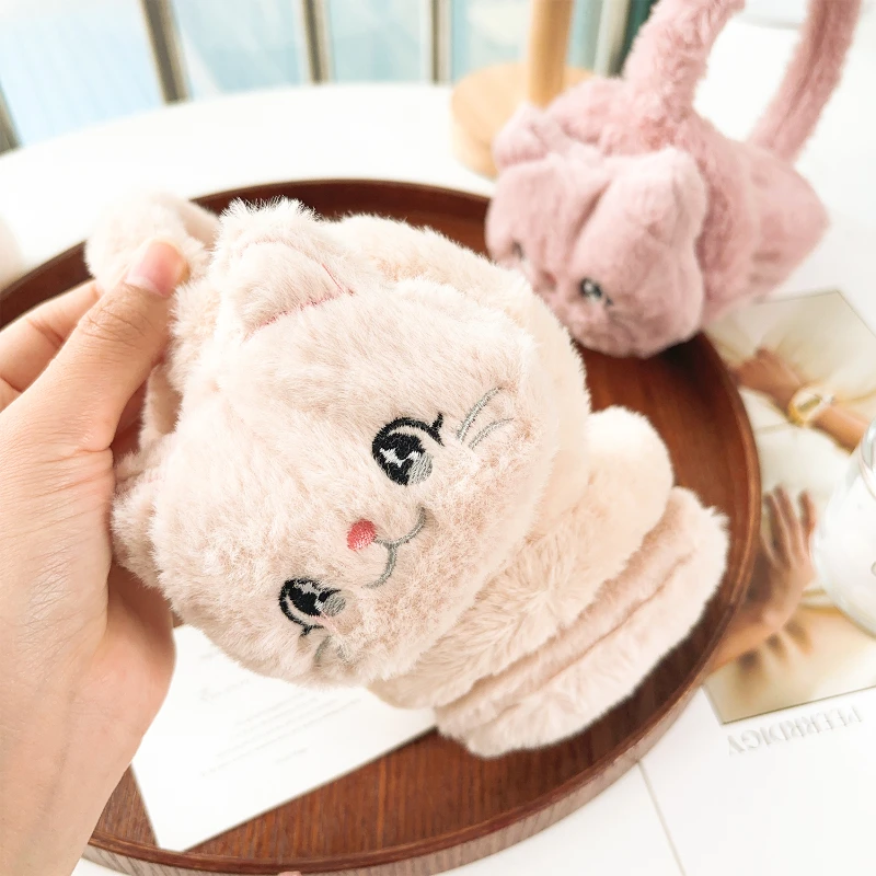 1PC 귀여운 동물 플러시 귀 따뜻하게 Earwrap 부드러운 접는 귀고리 귀 덮개 겨울 따뜻한 귀마개 어린이 야외 감기 보호
