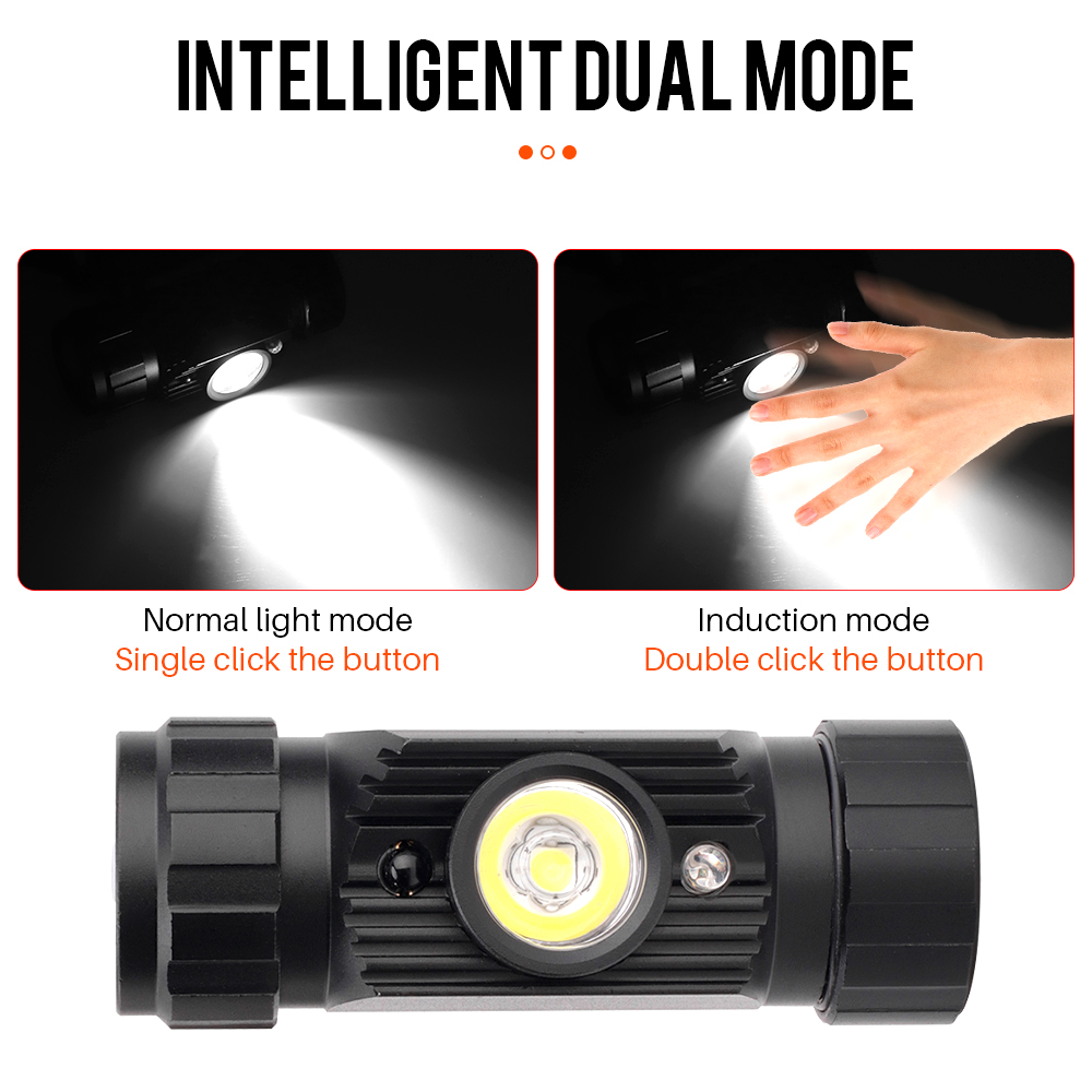 BORUiT-linterna frontal de inducción LED para acampada y caza, faro con Sensor de movimiento de 1000LM, recargable 18650, RJ-020