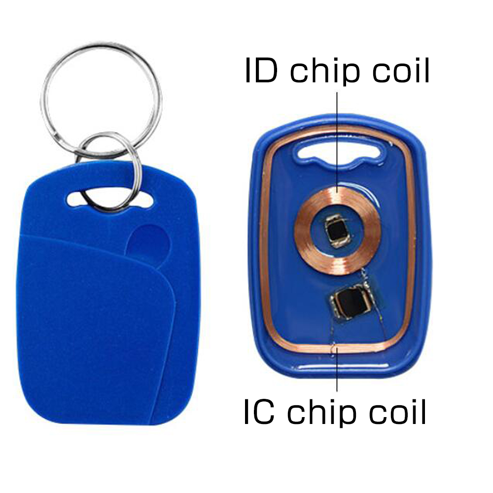 10 peças 2 em 1 chip duplo frequência rfid keyfob 125khz t5577 + 13.56mhz uid etiquetas de chave de controle de acesso composto regravável ic + id