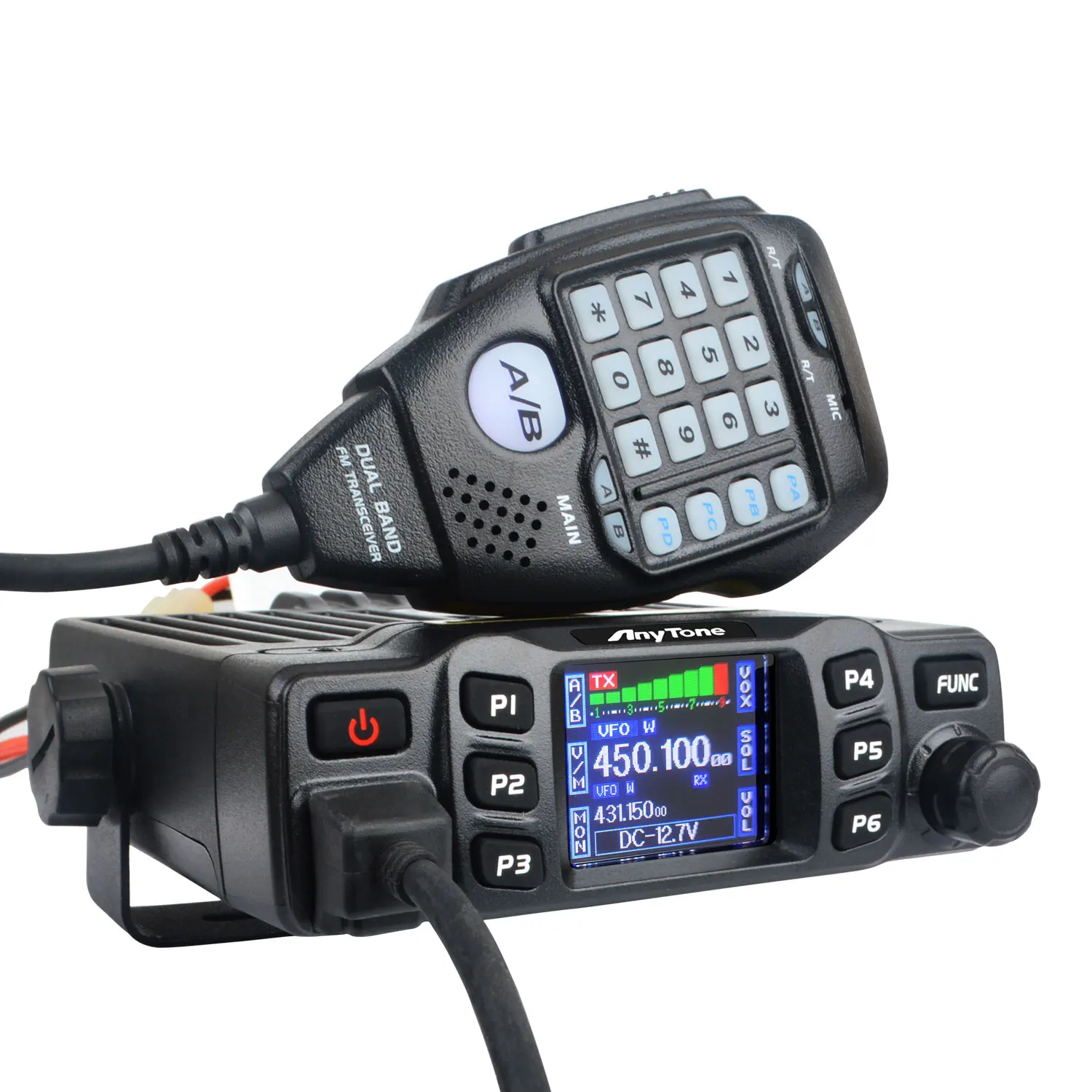 AnyTone Walkie Talkie GMRS AT-778UV AT-778UVII 136-174 & 400-490MHz 25W Dual Band VOX Analog Mobile Radio  Color Display