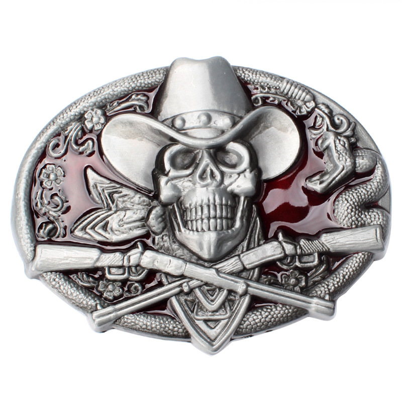 Skull Skeleton เข็มขัดเข็มขัดเข็มขัดเข็มขัดเครื่องประดับ DIY Western คาวบอยสไตล์เรียบเข็มขัด Punk Rock สไตล์ K13