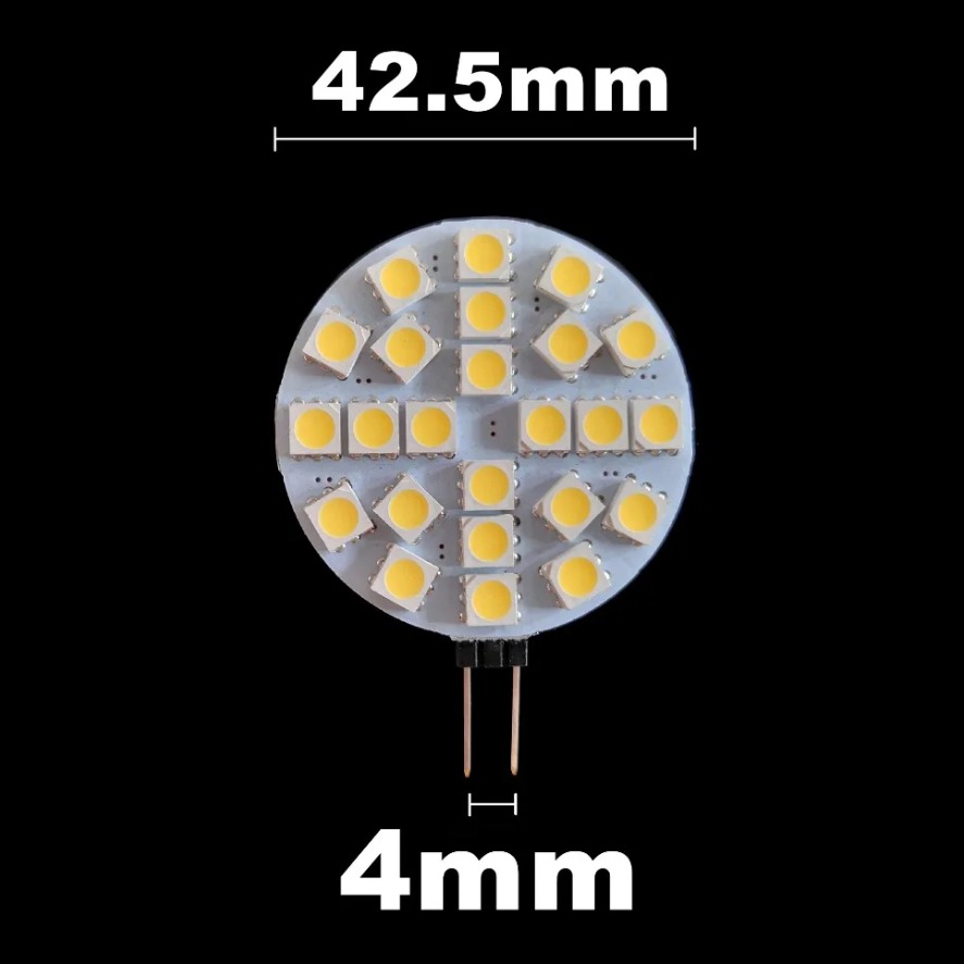 Lampadina a LED SMD 5050 con attacco G4 da 4,8 W su DC 12 V Sostituisci lampada alogena bi-pin Lampadina a LED 1,2 W 1,8 W 2,4 W Luci a LED bianche calde/bianche fredde