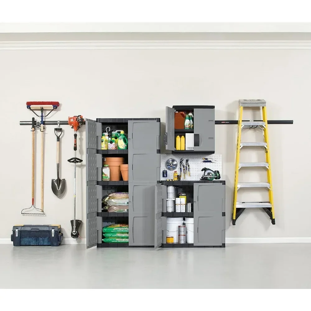 Rubbermaid Freestanding Storage Cabinet, Five Shelf with Double Doors, Lockable, Large, 690-Pound Capacity, Gray