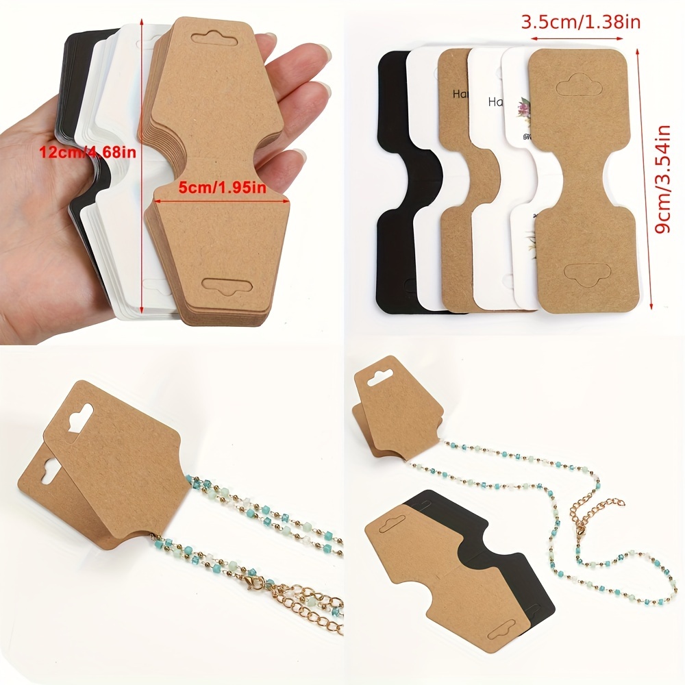 50 stücke Faltbare Blank Kraft Paket Display Karte Halskette Armband Haarband Preis Hängen Tag Für DIY Schmuck Machen Liefert