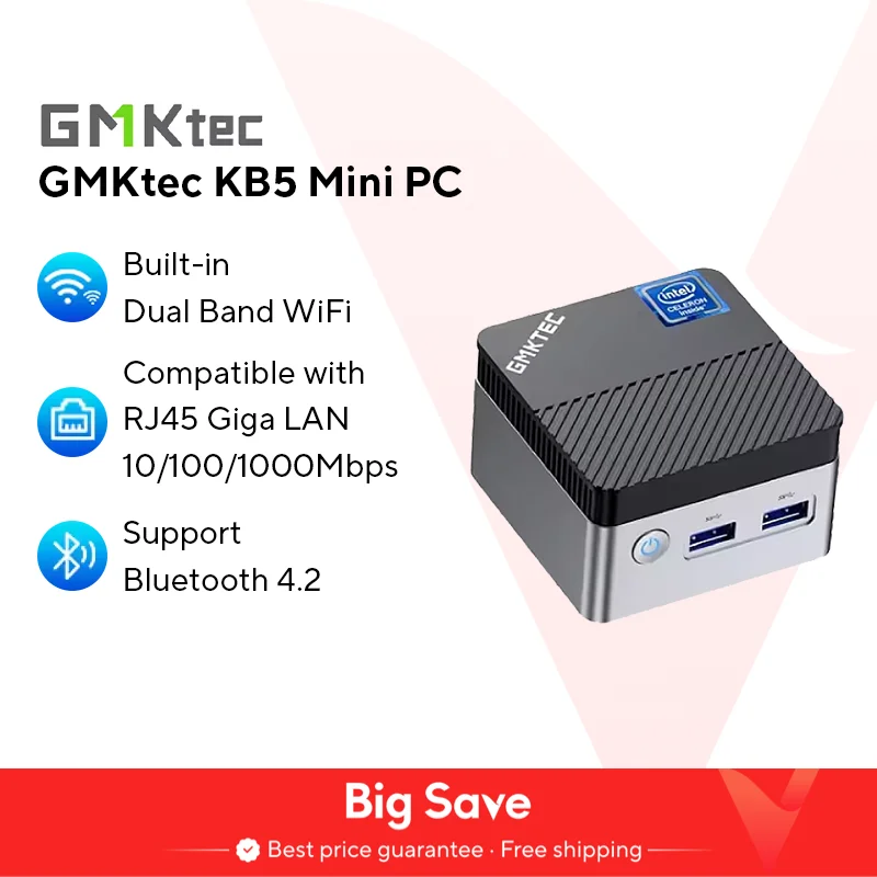 GMKtec KB5 Mini PC Intel Celeron N5105 Windows 11 Pro 4K Mini PC DDR4 8 GB RAM 128 GB ROM WiFi5 BT4.2 Computer desktop Lavoro