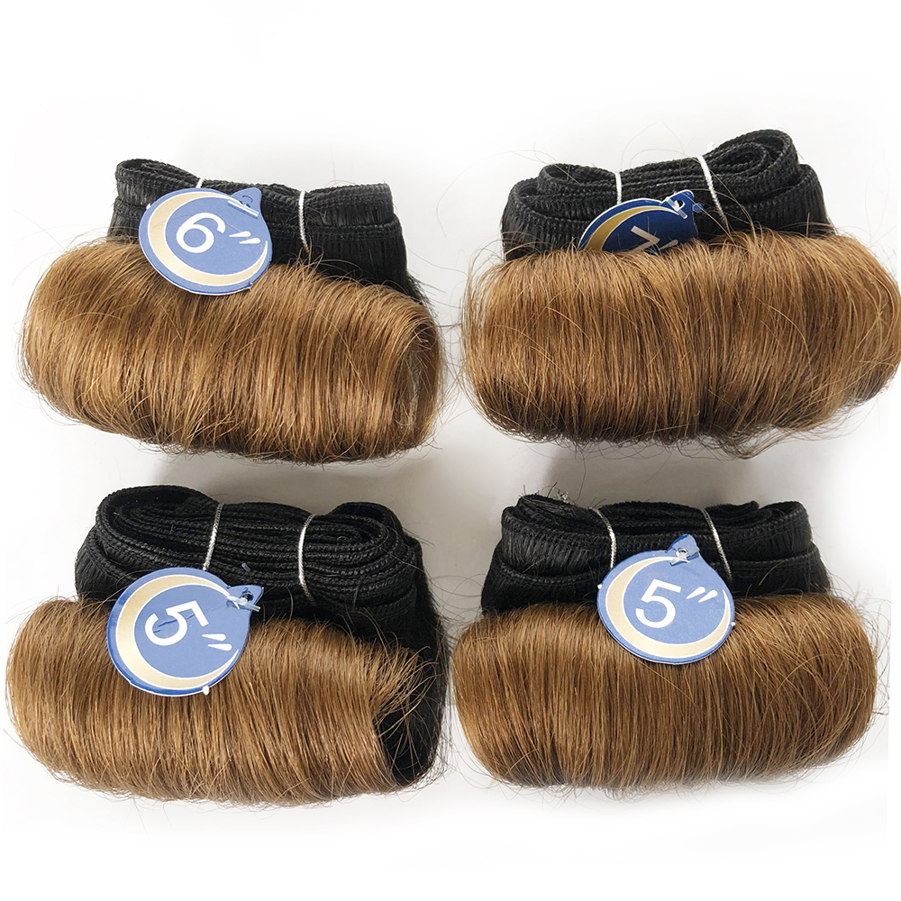 Braziliaans krullend haar Weefbundels 100% echt haar 4 bundels Afro 1B 30 Blond Menselijk haarverlenging 5 5 6 7 inch Kort haar