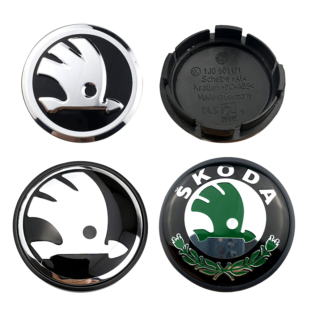 4 piezas 55mm 65mm cubierta central de rueda Original de coche tapa de cubo emblema reemplazo para Skoda Octavia Fabia Rapid Yeti Superb A5 A7 VRS VII