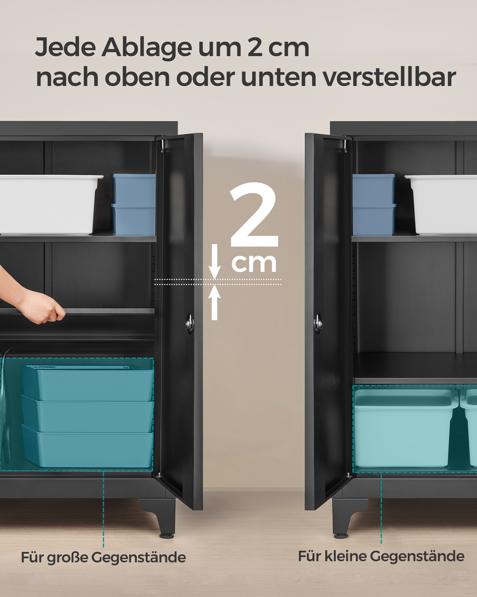 SONGMICS archiefkast archiefkast, multifunctionele kledingkast, kantoorgarderobe met 2-deurs