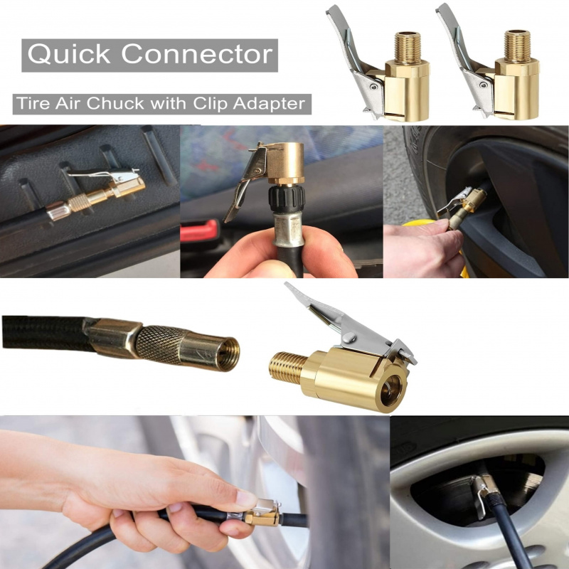 Tire Air Chuck Clip Adapter Messing Locking Nozzle